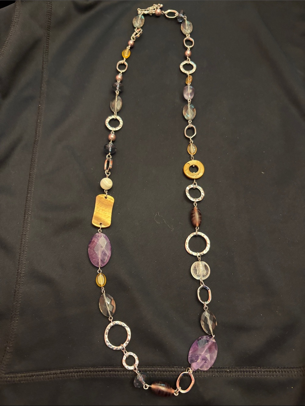Lia Sophia Purple and Gold Mixed-Stone Long Necklace